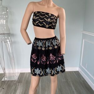 Hand Made Floral lace bandeau top snd Skirt set